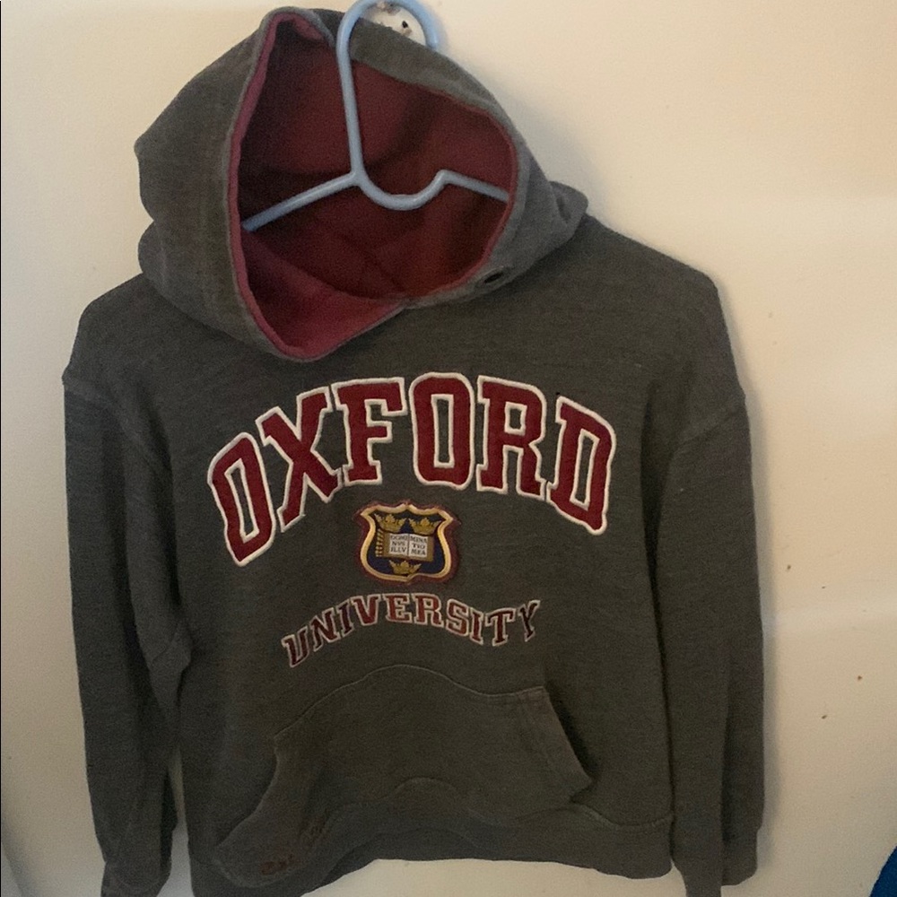 Super Gorgeous Official Oxford University Hoodie Oxford Grey w/maroon hood SZ Sm
